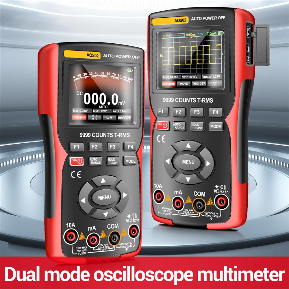 

AOS02 Digital Oscilloscope Transistor Test Multimeter 48MS/s Sampling Rate 10MHZ Analog Bandwidth Support Waveform Storage