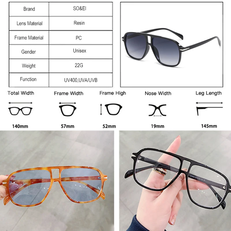 SO&EI Retro Double Bridge Men Pilot Sunglae Fahion Rivet Decoration Shade UV400 Women Trending Leopard Sun_voghion.com