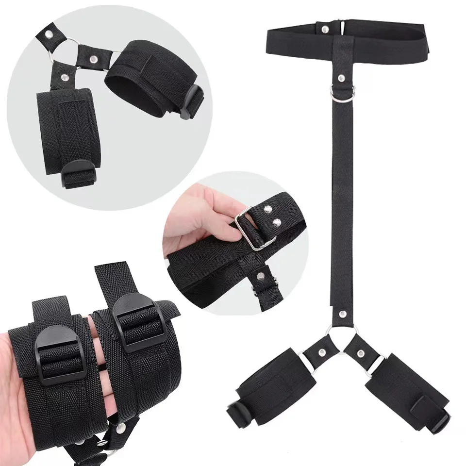 Sex Handcuffs SM Toy BallNeck to Wrist Restraints Kit Adjustable BDSM Bondage Restraints With Collar