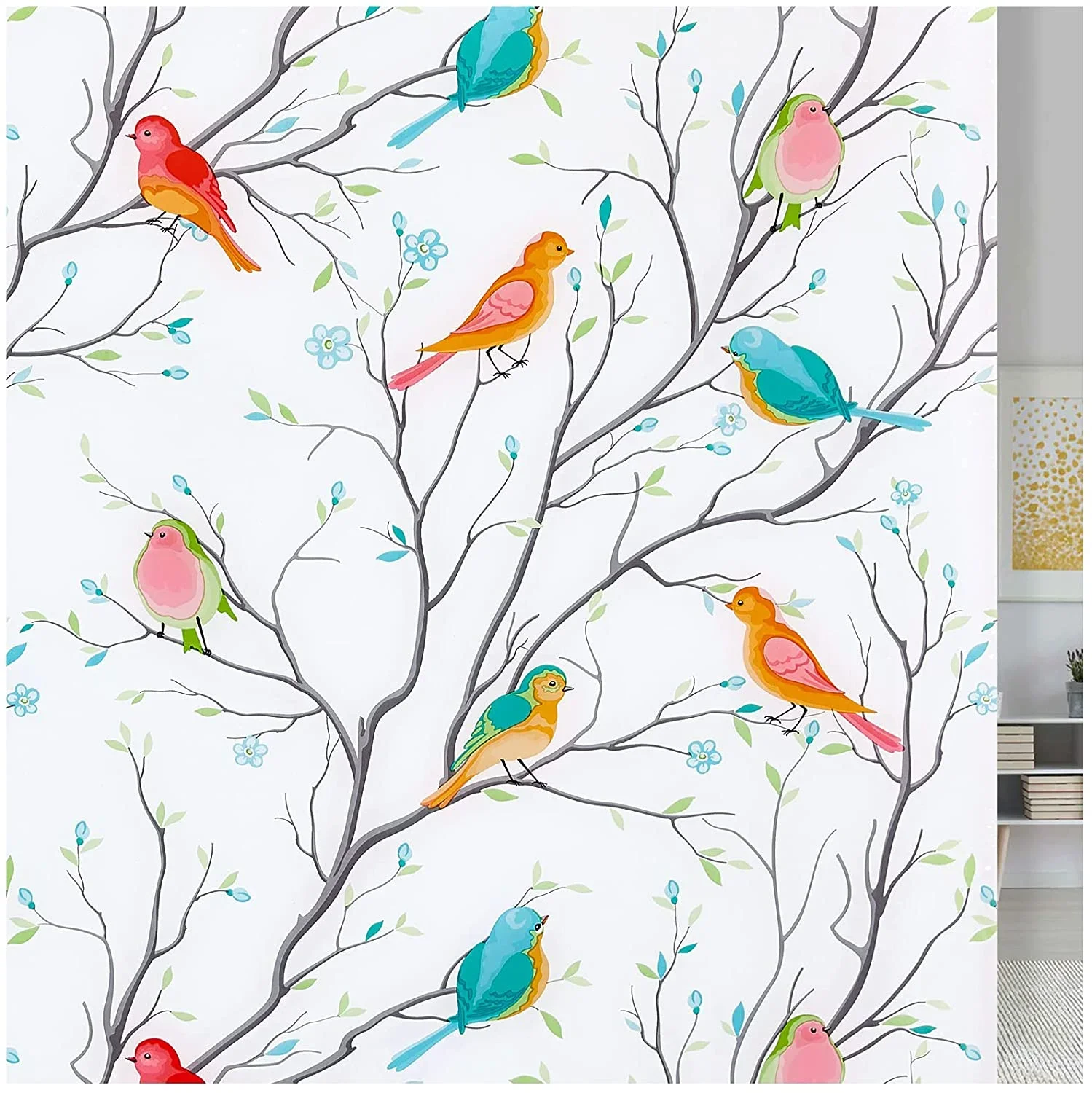 Window Sticker Colorful Birds Glass Sticker Static Cling Thermal-Insulation Privacy Protection Reusable Removable Window Decor