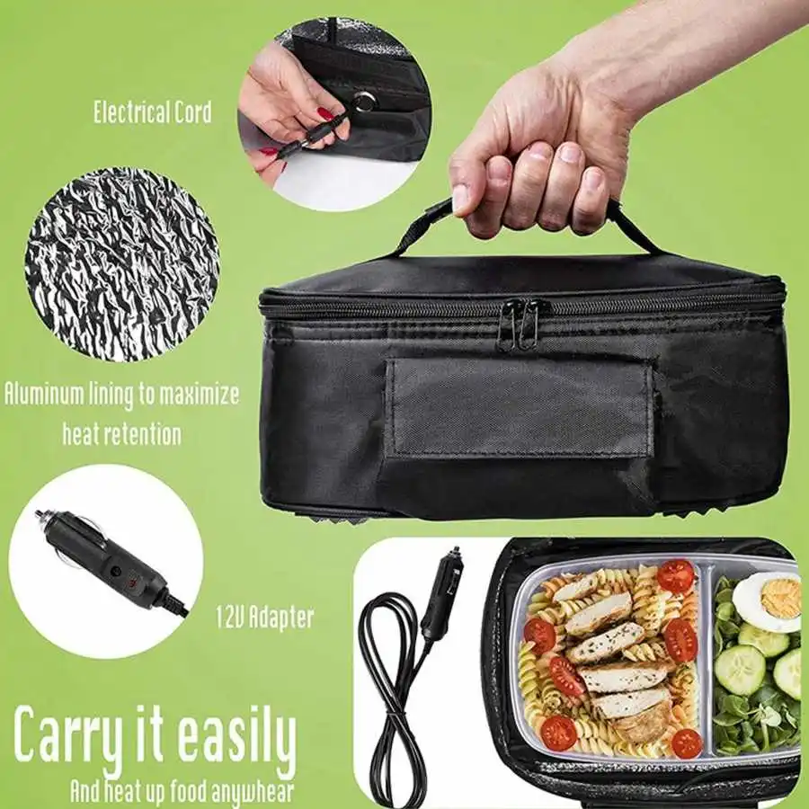 Car Mini Portable Microwave 12V Electric Oven Fast Heating Picnic Box for Travel Camping Food Cooking Travel Accessory