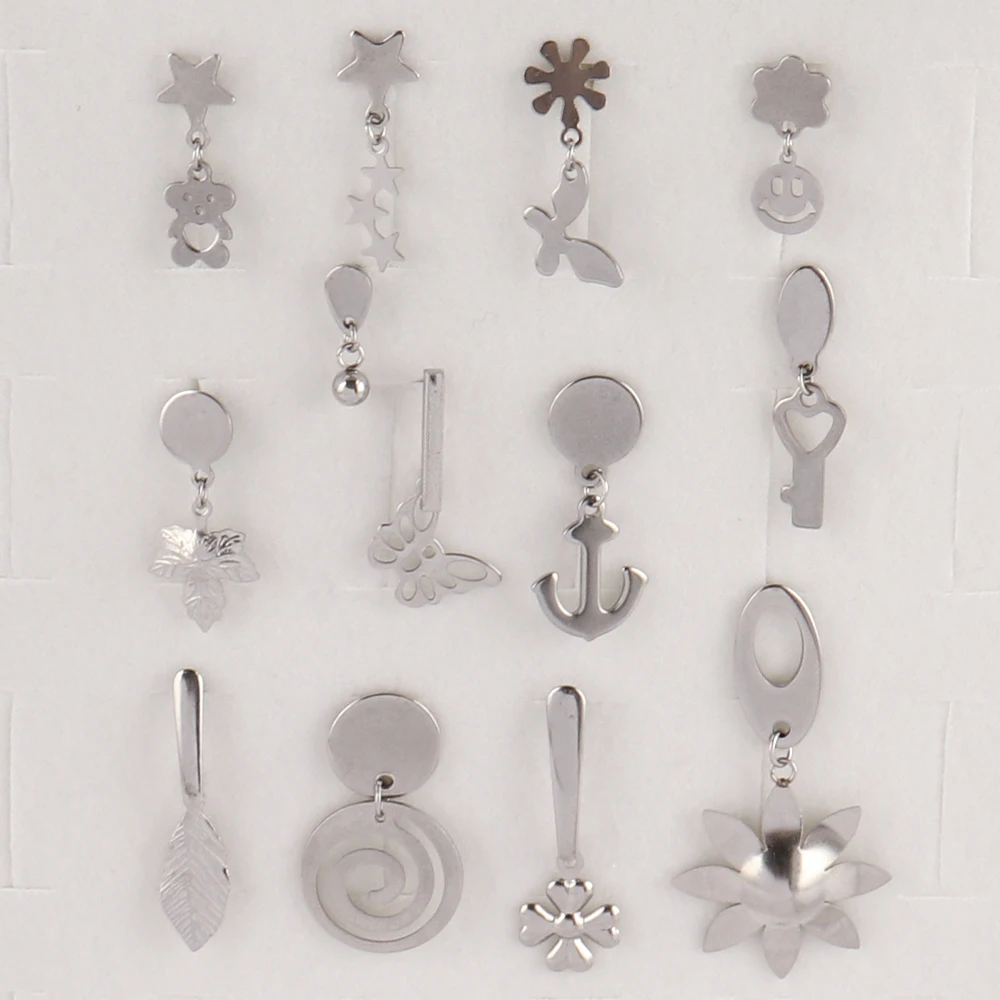 Stainless Steel Geometric Earring Base with Plug Connector for DIY 5
