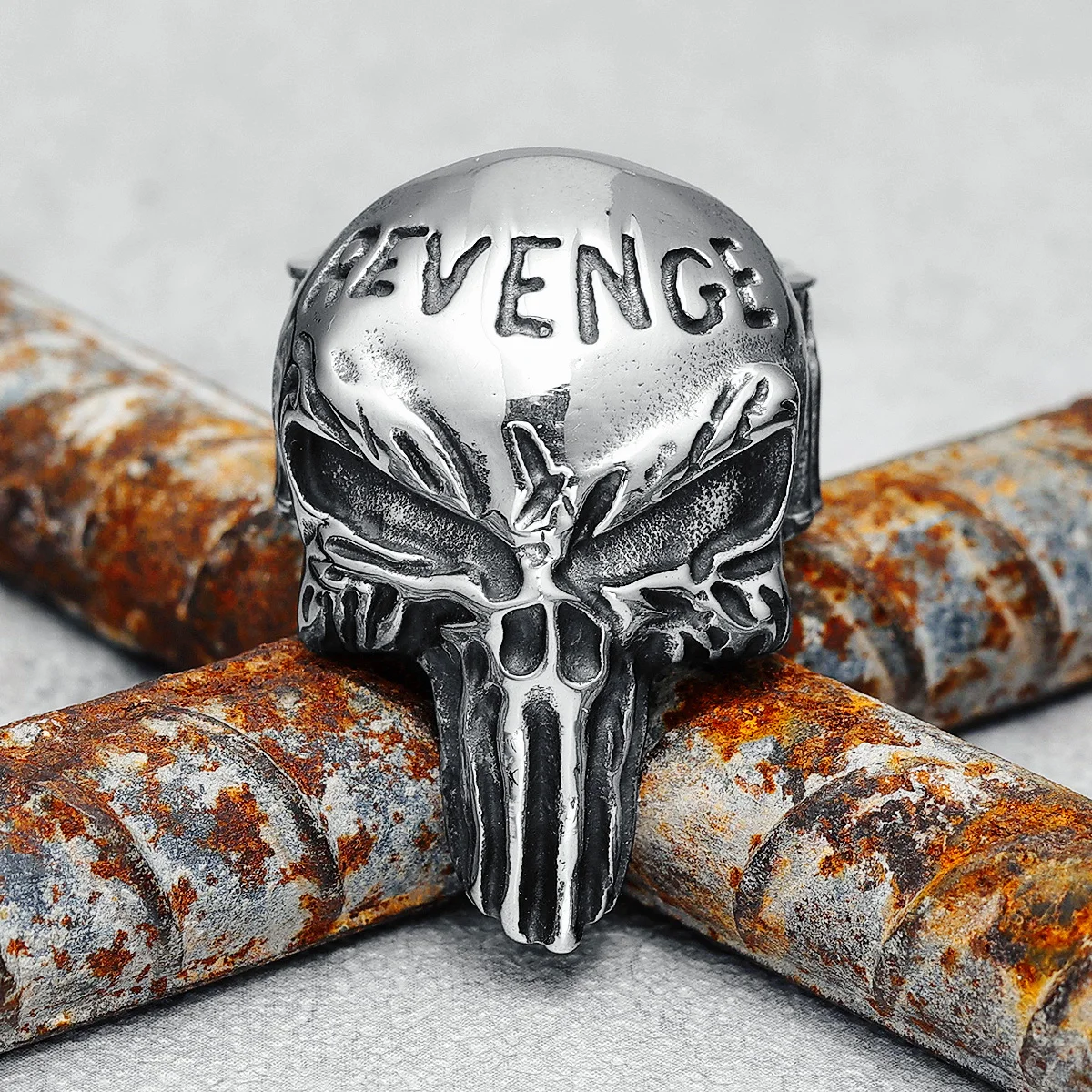 Revenger Skull Men Rings 316L Acciaio Inossidabile Punk Rock Demon Revenge Rap Party Per Biker Rider Maschio Fidanzato Gioielli Miglior Regalo