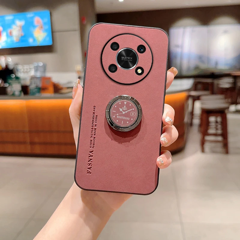 Custodia Per Telefono In Pelle Di Lusso Per Huawei Honor Play 3 4 4T Play 5 5T 6 6T 6C Per Honor Play 7T Staffa Ad Anello Cover Posteriore Sottile Opa