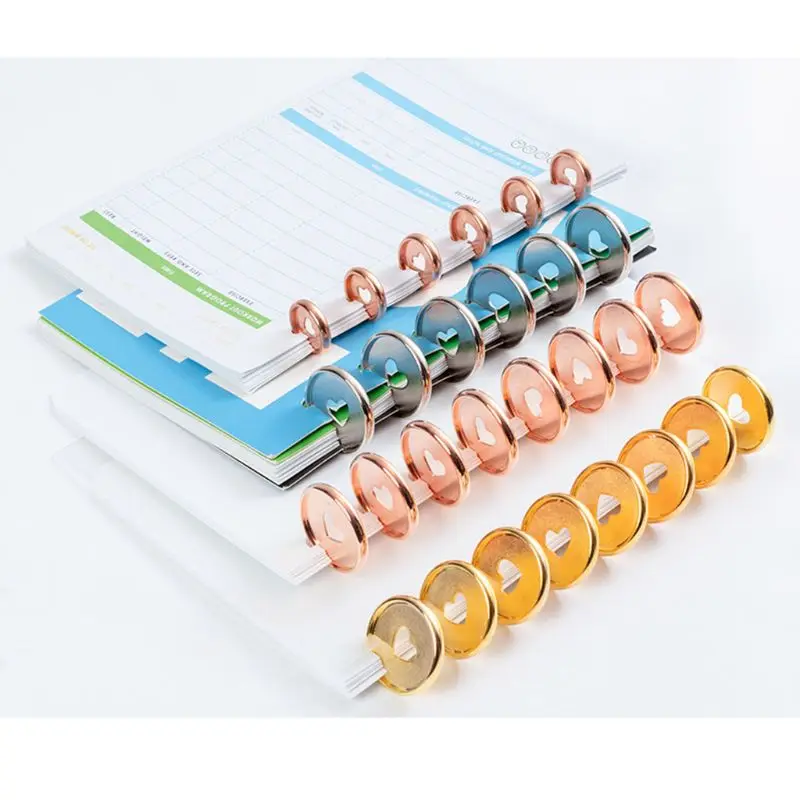 Metal ring binder metal binder ring loose leaf binding coil book binding supplies 20pcs 35mm Heart Binder Rings Mushroom Hole Loose Leaf Notebook Binding Disc DIY