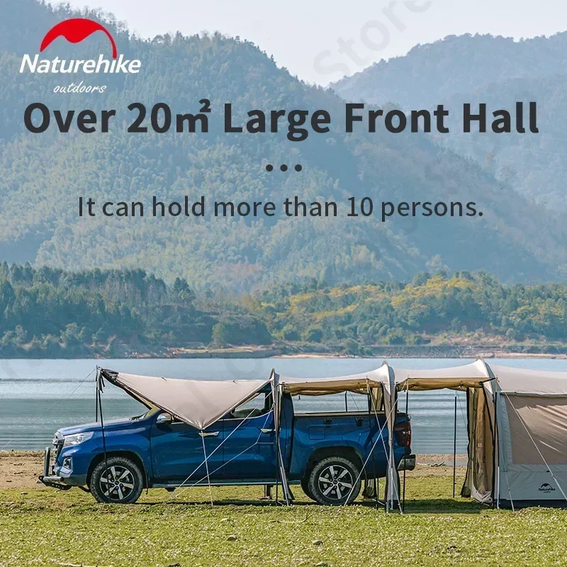Naturehike Extended Tunnel Tent 4 Season Loop Tent For Car 4-6 Person Family Outdoor Camping Trip 20㎡ Lobby With Screen 150D camping tent,portable tent