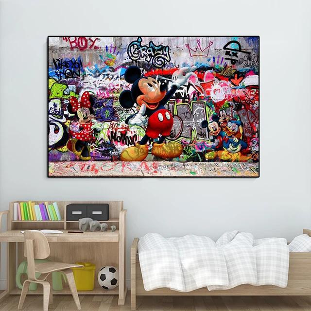 Self-adhesive Wall Sticker Disney Classic Minnie And Mickey Mouse Fashion  Luxury Art Posters Wall Pictures For Kids Room Decor - AliExpress