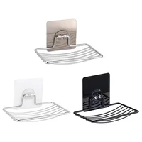 Stainless Steel No Punching Soap Holder Bathroom Wall-Mounted Soap Dish Holder  Self Adhesive Kitchen Spong Storage Rack 1