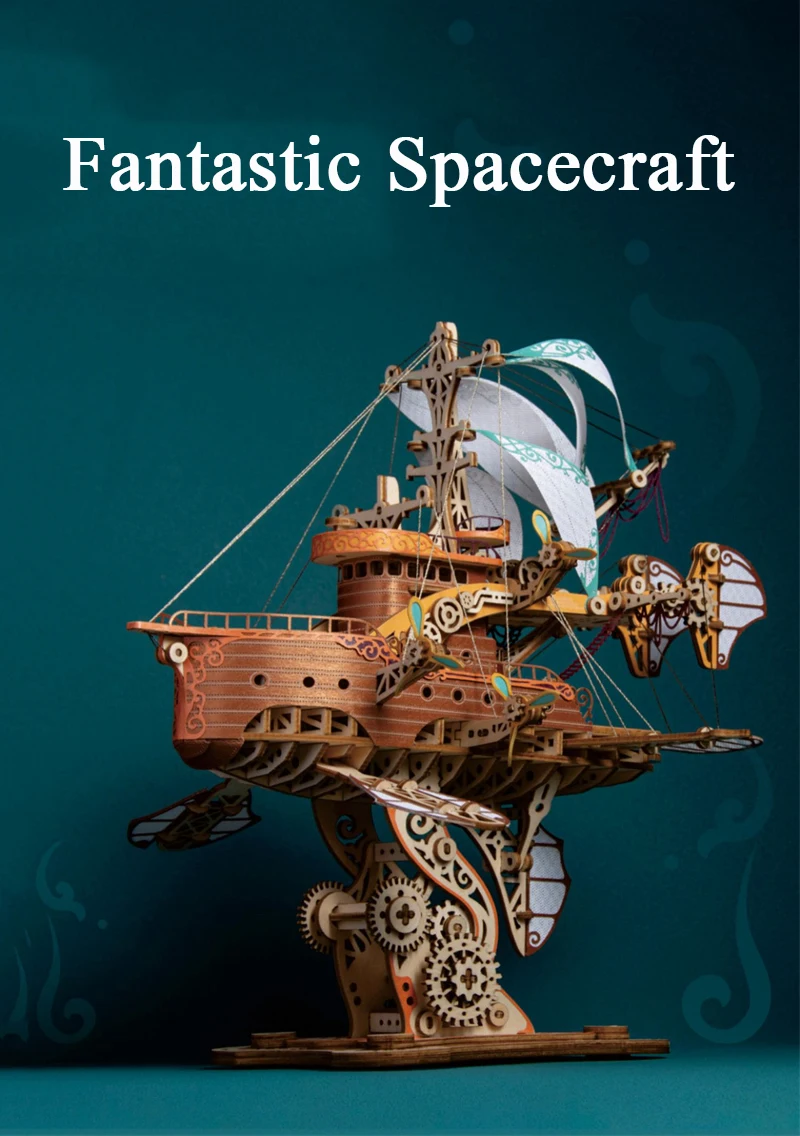 3D Wooden Spaceship Puzzle DIY Fantasy Spacecraft Model Kit