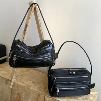 Brand Designer Fashion Multi-zipper Motorcycle Bag Multi-classic Women's Handbag Sweet Trend Crossbody Bag Party Shoulder Bag