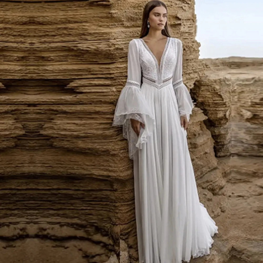chiffon wedding dress under 100 Chiffon Wedding Dress for Summer - White/Ivory