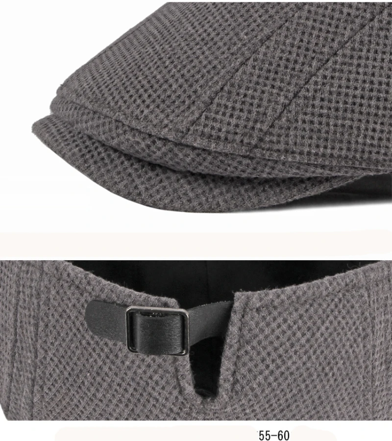 HT1327 Schwarz Beige Kaffee Grau Cabbie Gastby Flache Kappe Warme Gestrickte Herbst Winter Herren Hüte Britischen Western Stil Baskenmütze Kappen – Detail 12