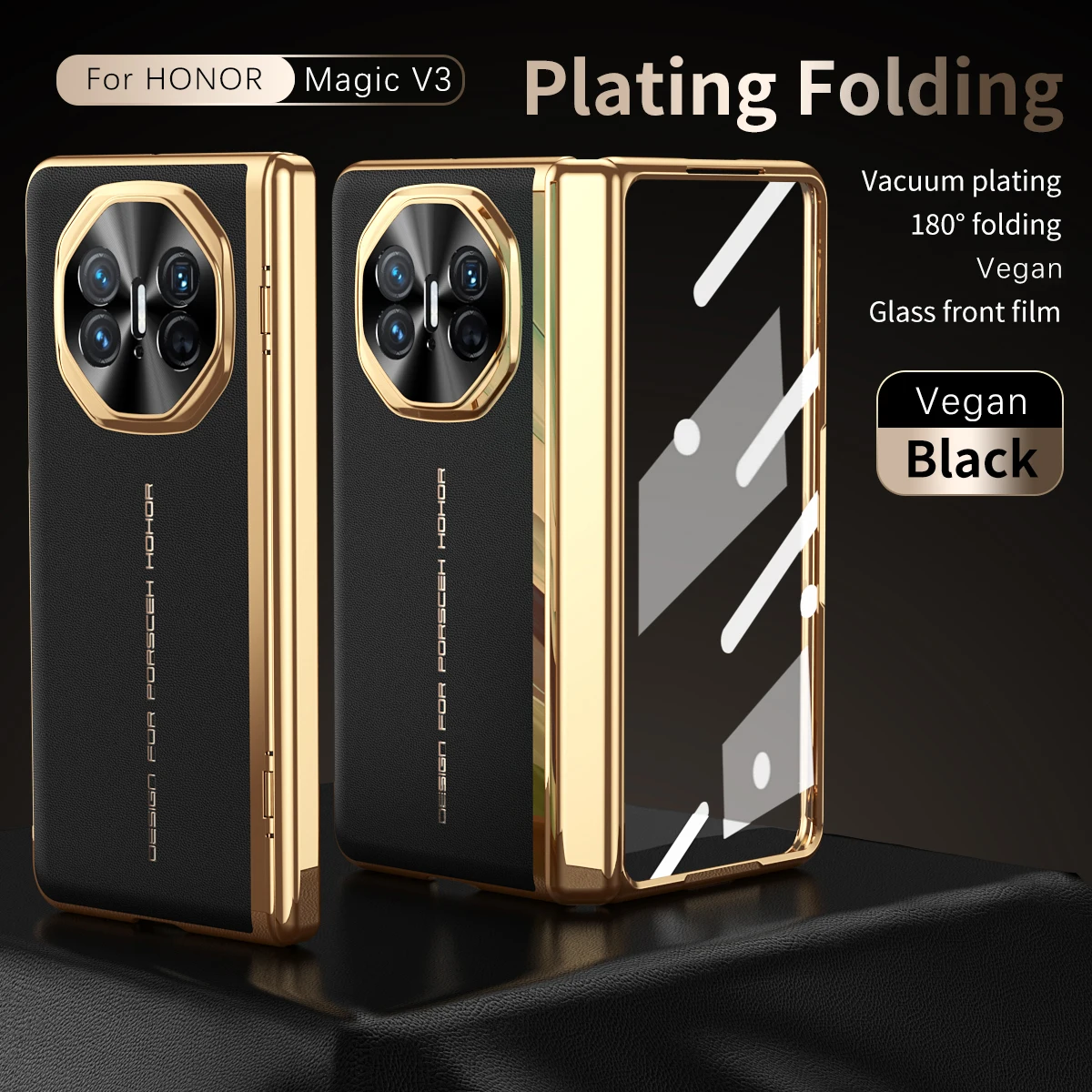 Luxury Electroplated Leather Flip Case - Shockproof 360° HD Cover
