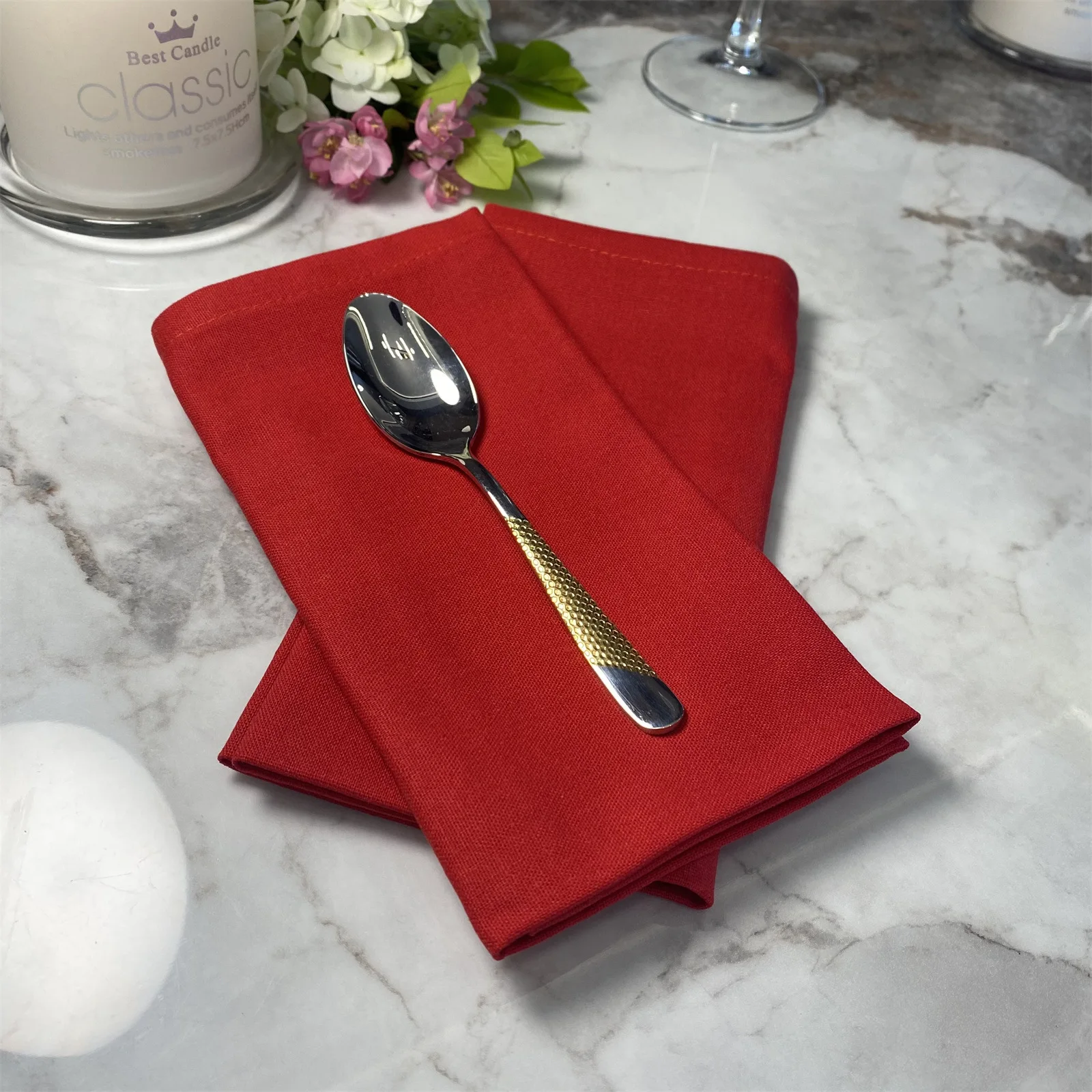 Cotton Napkins Set Of 6 40x40cm Table Cloth Napkins Durable Cotton Linen Thicken Placemat Reusable for Kitchen Dining Easter Wedding Decoration
