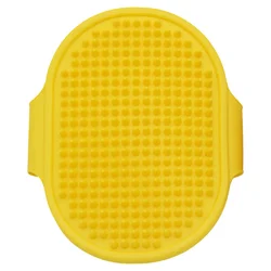 Pet Grooming Massage Brush with Silicone Bristles and Ergonomic Handle (Yellow)