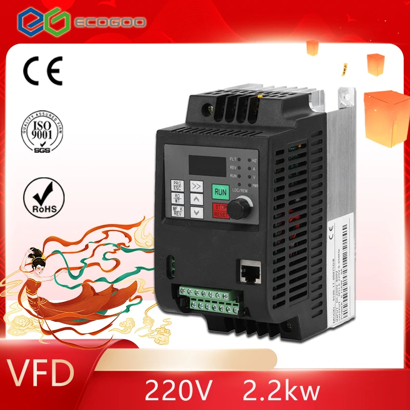 Inverter Vfd 5.5Kw, 7.5Kw 220V Convertitore Di Frequenza Variabile Di Ingresso Monofase/Trifase Per Inverter Vettoriale Motore Trifase