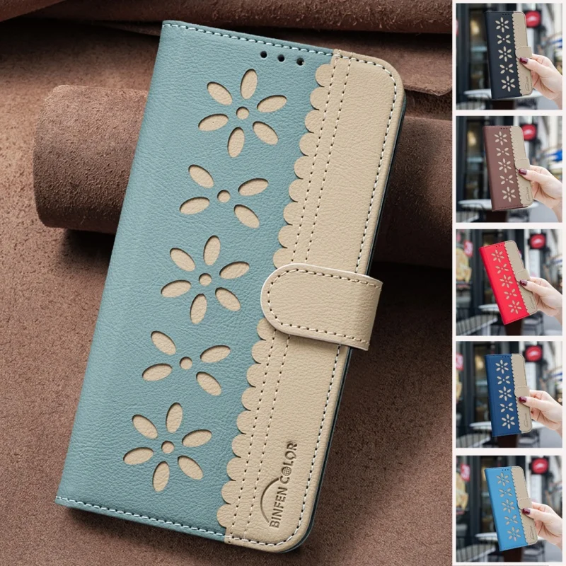 Colorful Flowers Magnetic Leather Wallet Phone Case & Card Holder