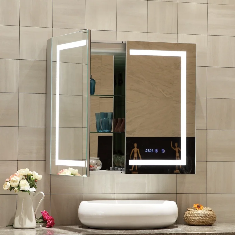 Hot Selling High Quality Modern Bathroom Wall Mounted Rust Resistant Lighted Mirror Cabinet