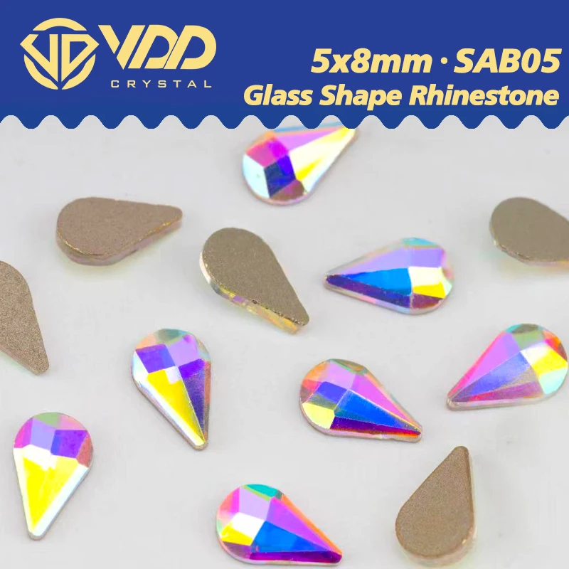 VDD 100/500/1440 Stück Glasform Kristall Strass Kristall AB Flatback Glitzersteine für DIY Nail Art Dekorationen SAB Serie – Detail 6