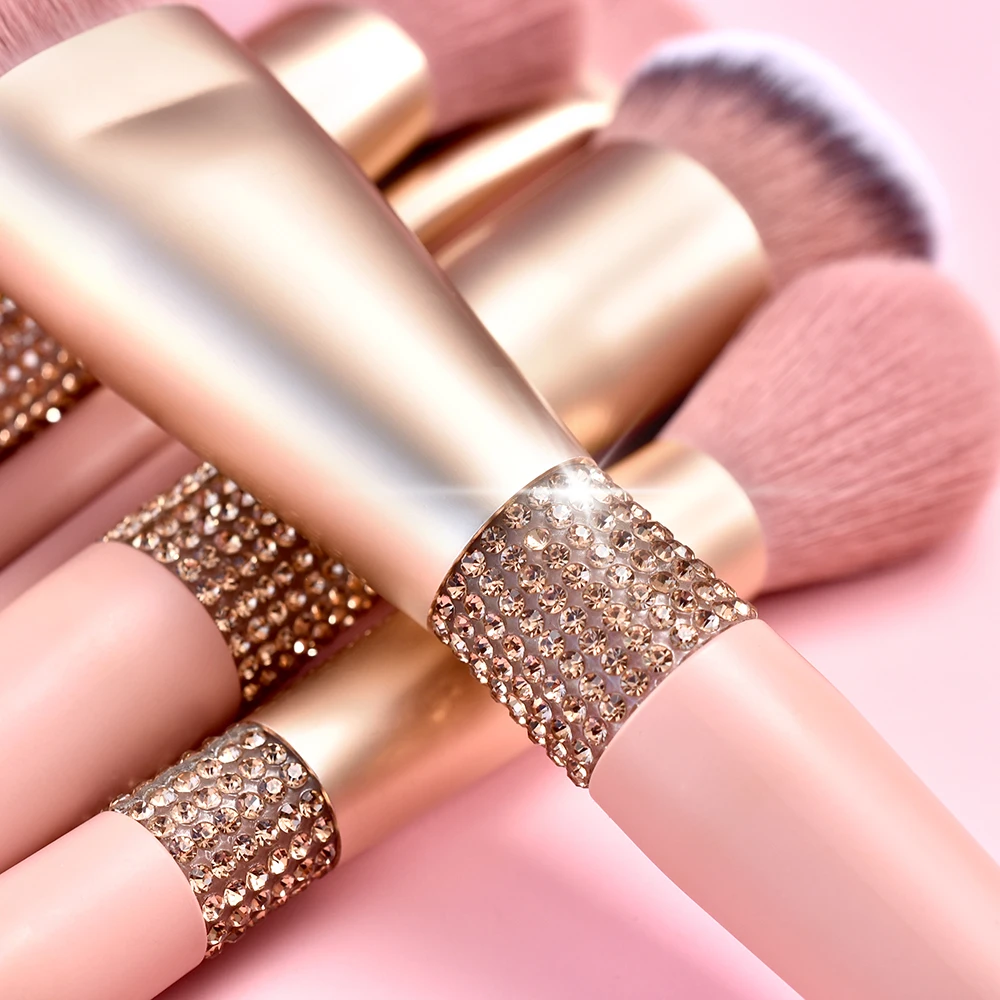 10pcs Professional Diamond Makeup Brushes Set Foundation Eyeshadow Powder Blush Eyebrow Eyelash Brush Face Cosmetic Beauty Tools 4