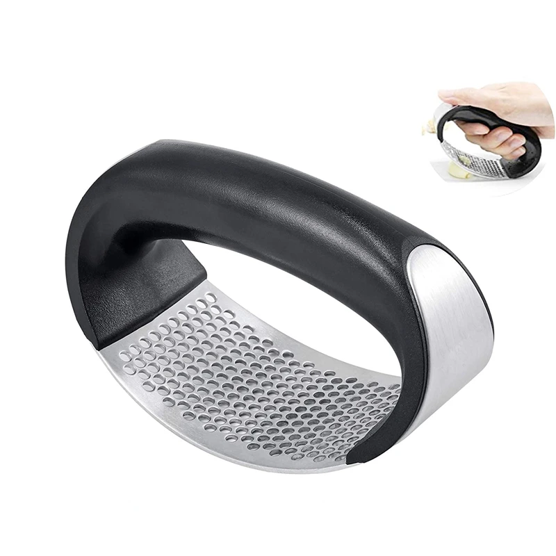LMETJMA Garlic Press Rocker Stainless Steel Garlic Mincer Crusher Arc