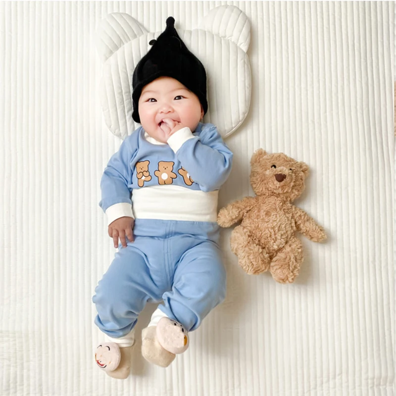 Spring Autumn Baby Boys Clothes Baby Girl Long-sleeved Casual Pajamas Korean Pijama Soft O-neck Home Cotton Set Infant Underwear