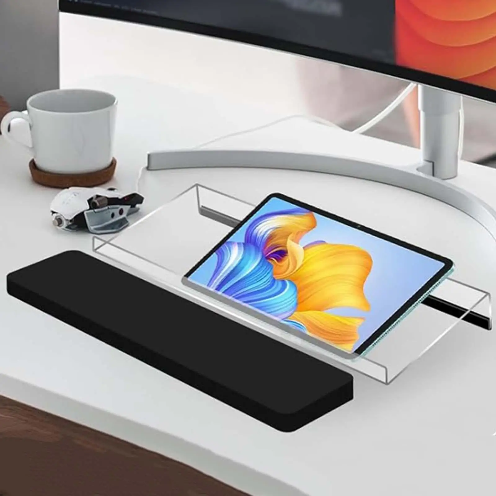 컴퓨터 키보드 스탠드 및 손목 받침대, 아크릴 키보드 라이저 책상, 회사 직원을 위한 편안한 타이핑 틸트 키보드 홀더