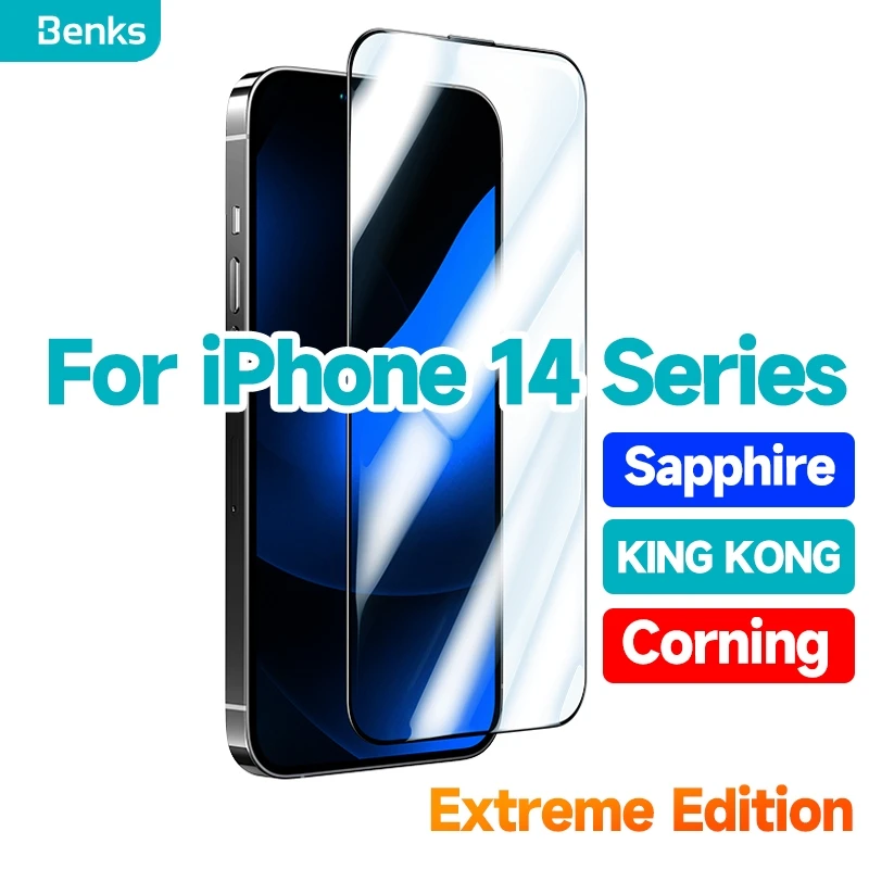 

Benks 0.4mm King Kong Corning Tempered Glass Film For iPhone 14 Plus Pro Max GlassWarrior Sapphire Coating Screen Protector Film