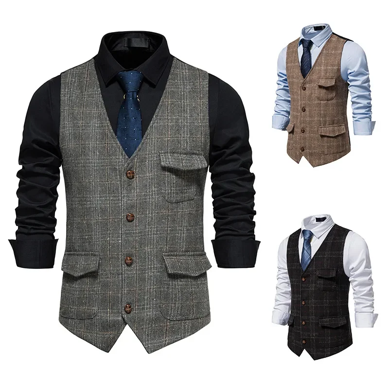 Cross-border Amazon Men's Suit Vest Casual British Style Jacket Youth Amigo Hao Hao Slim Fit Export Quality 3