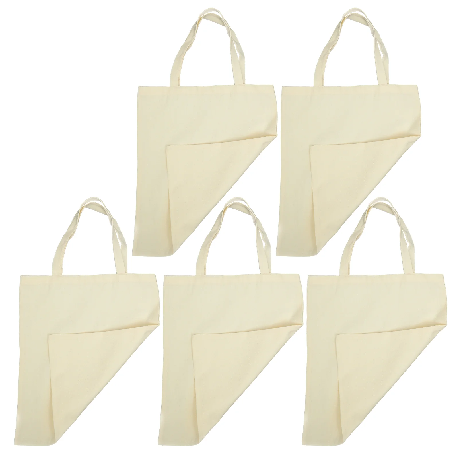 

5pcs Canvas Shoulder Bag Blank Women Shopping Bag Large Utility Tote Grocery Bag