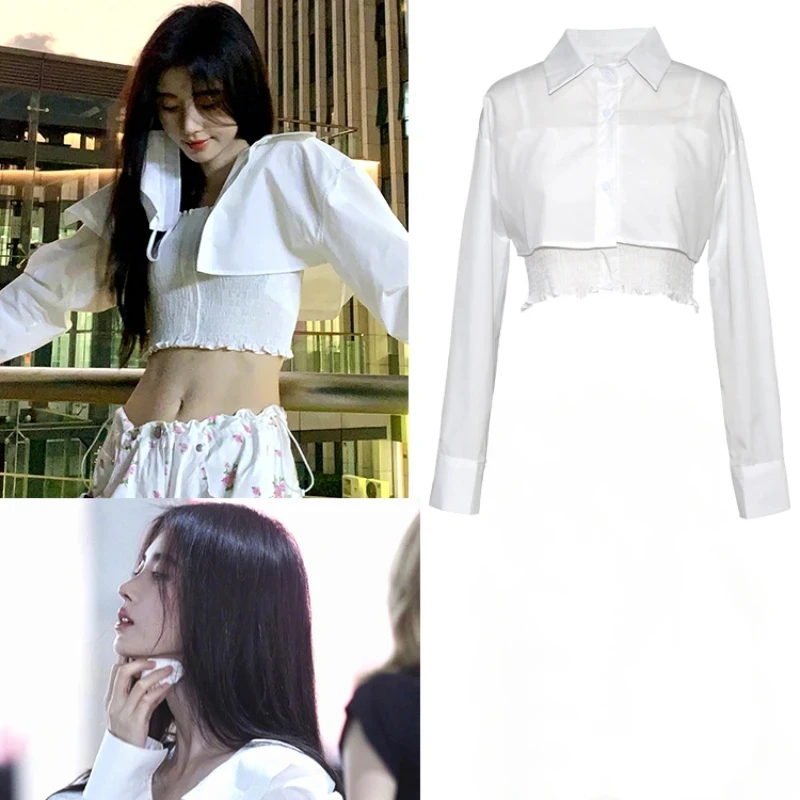 k-pop-coreano-camisa-curta-de-lapela-feminina-colete-estilinete-tops-finos-roupas-de-palco-para-meninas-danca-concerto-performance-de-grupo-sexy-branco