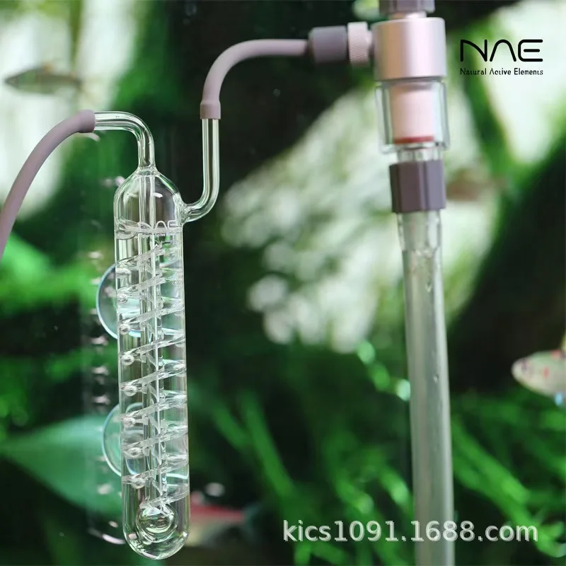 High end spiral bubble counter made of glass material handmade and precision crafted for aquarium landscaping for NAE-Co₂