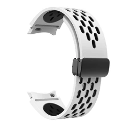 Magnetic Buckle Silicone Strap with Seamless Design - Watch 6 Classic (White Black - B)