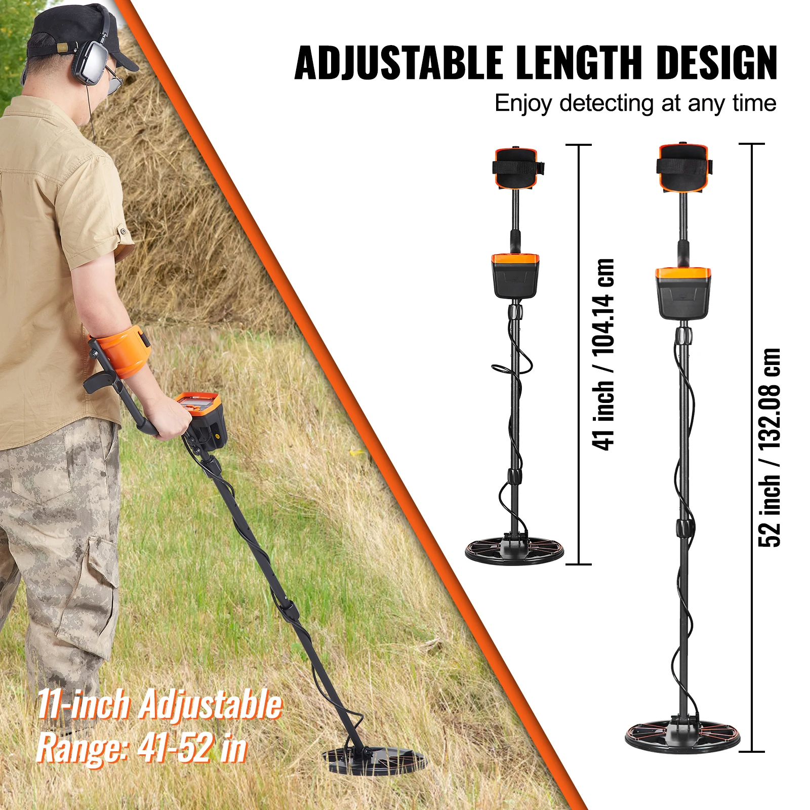 VEVOR Metal Detector 10" Coil Higher Accuracy Gold Detector W/LCD Display 7 Modes DSP Chip For 10" Depth Detecting Gold Treasure 3