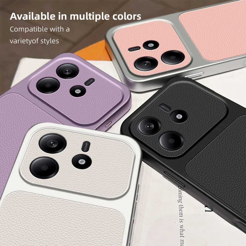 Luxurious Matte Leather Phone Case with Lens Protection