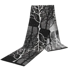 Men Printed Scarf 2020 Winter New Jacquard Flannel Tree Pattern Tassels High Quality Warm 180*30CM Cotton Business Style Shawls