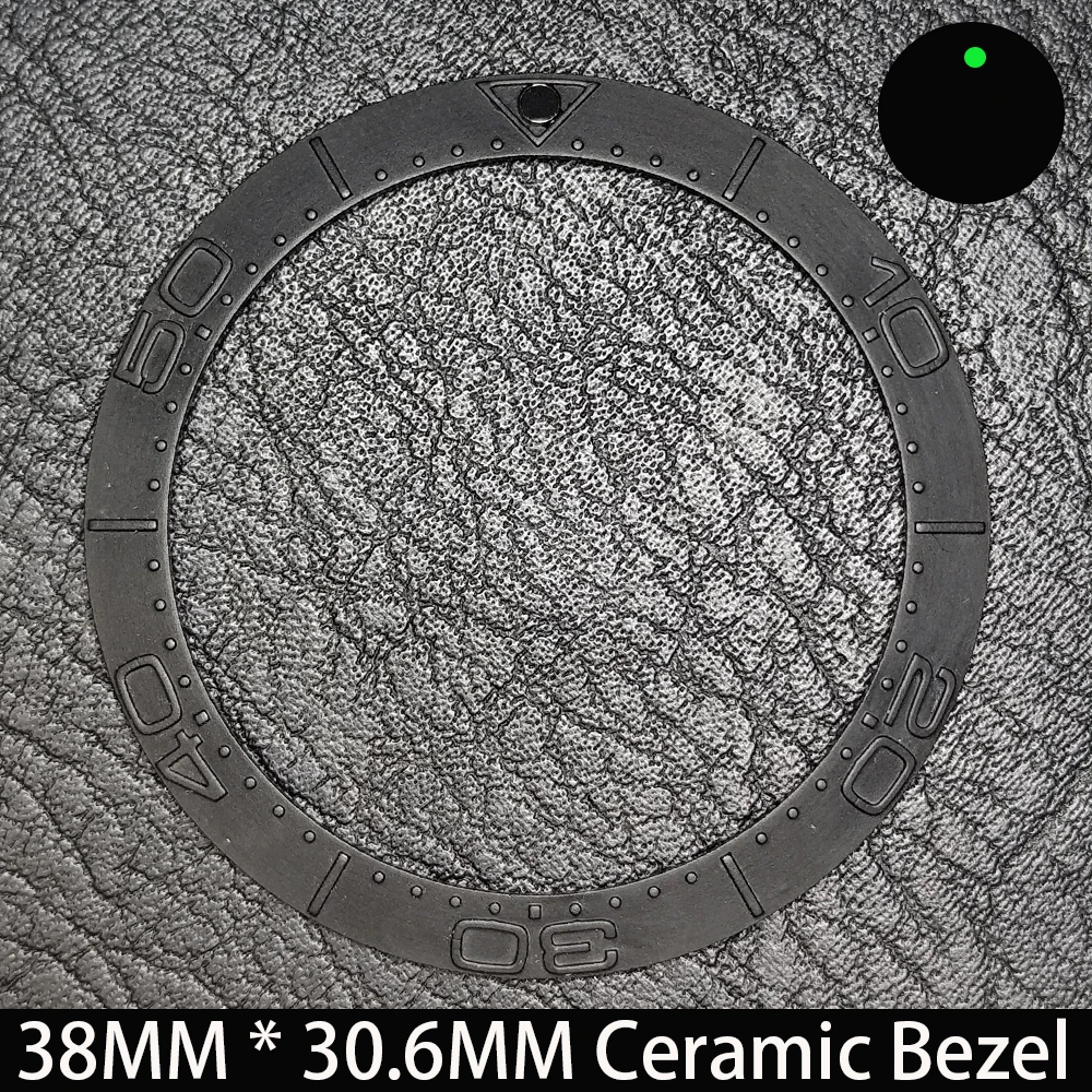Elegant Blue Luminous Bezel GMT and Diving Watch Insert, Sloping 38mm x 30.6mm Ceramic/Aluminum