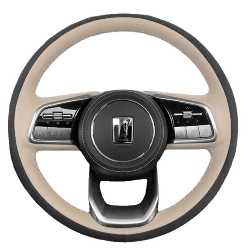 

Leather suede hand sewn steering wheel cover For Wey Tank 500 Car anti-skid handle cover