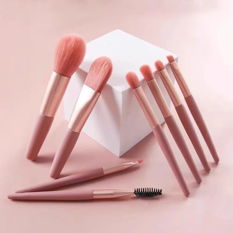 8Pcs 미니 마카롱 소프트 메이크업 브러쉬 세트, 블러쉬 아이섀도우용 휴대용 초보자용 뷰티 도구, 완벽한 화장품 브러쉬 키트
