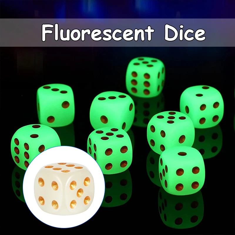 

10PCS Luminous Dice 16mm Table Games Accessories Magic Props Party Supplies KTV Entertainment Drinking Digital Point Dice