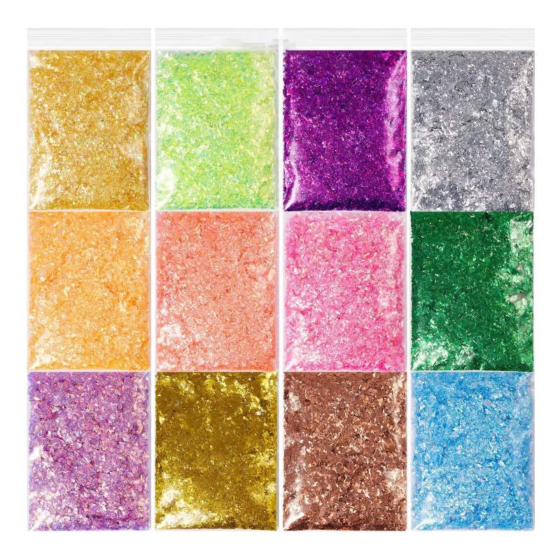 Y4QE 24/12 Colors Chunky Glitter Flakes Sequins Sticker Decorations for Resin