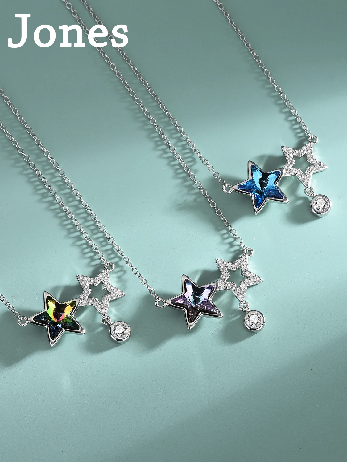 

Pentagram Women's Necklace S925 Sterling Silver Austrian Crystal Radiant Star Necklace Collarbone Chain Pendant