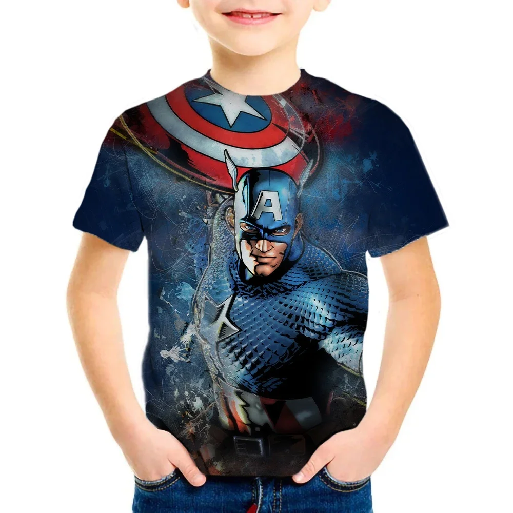 2022 Summer T-Shirt Girls boys Captain America Cartoon Print kids Clothes Fashion Harajuku Children'S Clothing Avengers T Shirt 4