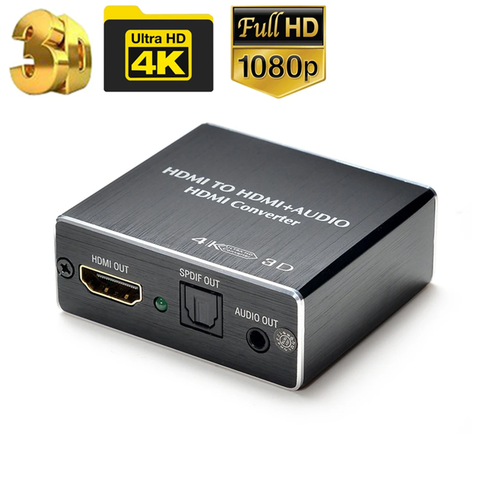 Extracteur audio HDMI 4 K, Hdiwousp HDMI vers HDMI audio optique stéréo  jack 3,5 mm, convertisseur audio HDMI avec câble HDMI vers sortie  auxiliaire