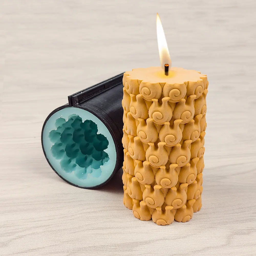 

DIY Handmade Cylindrical Creative Shape Aromatherapy Candle Silicone Mold Stereoscopic Plaster Chocolate Soap Crafts