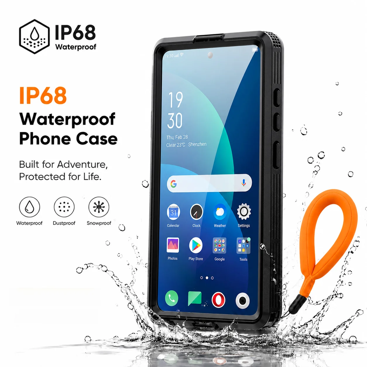 Universal IP68 Waterproof Phone Case with Floating Ring and Touch Accessibility
