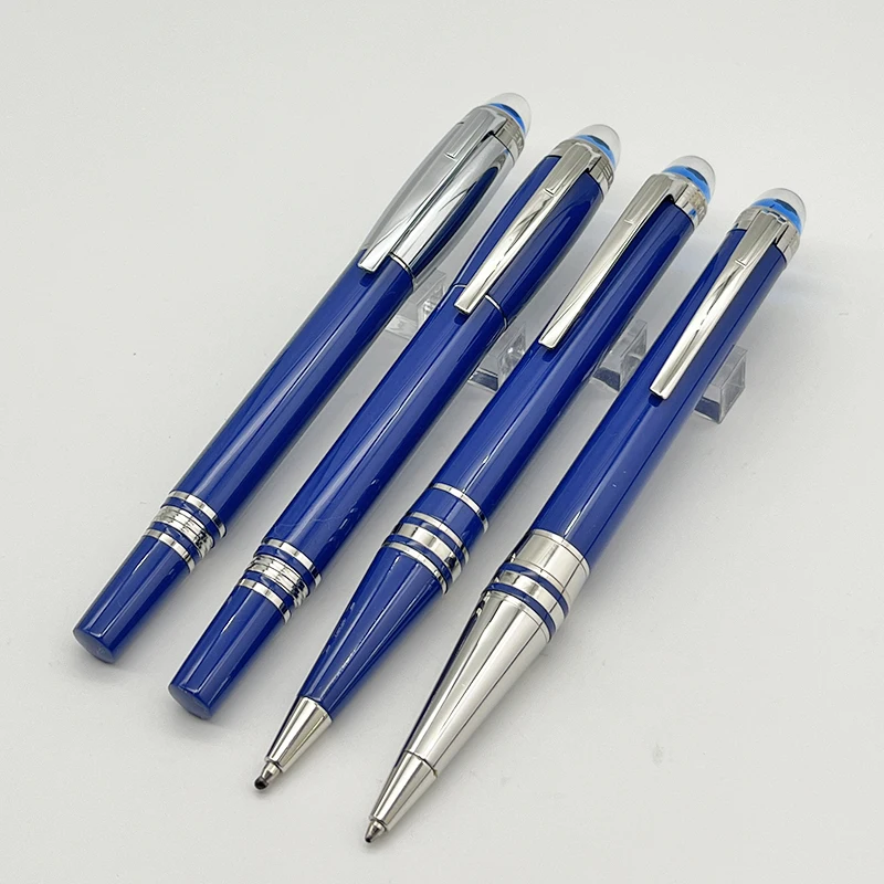 

LAN Luxury MB Fountain Rollerball Ballpoint Pen Blue Crystal Top Stationery Writing Smooth With Serial Number