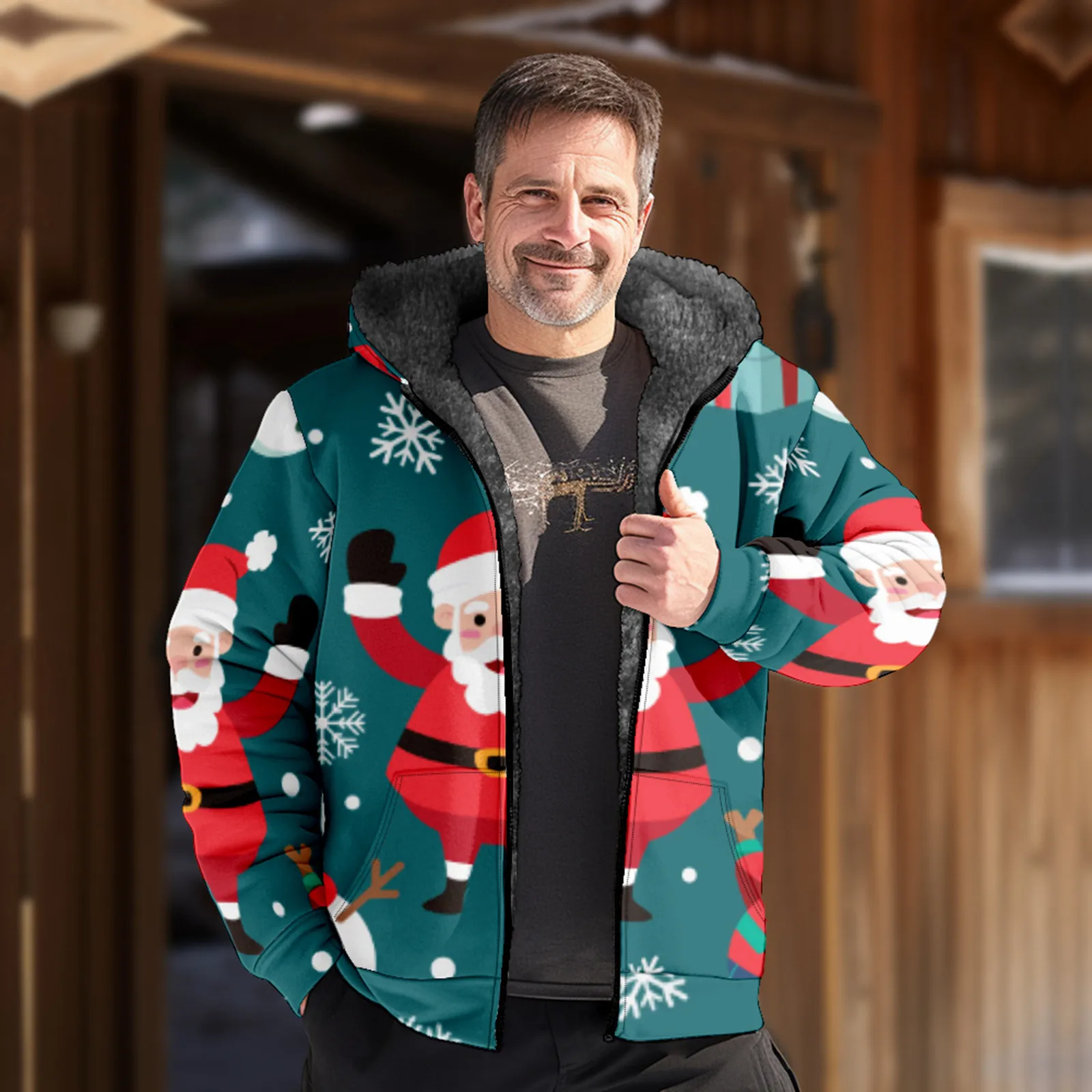 

Christmas Men'S Casual Zipper Parkas Coat Long Sleeve Hoodies Jacket Christmas Winter For Men/Women Outerwear Clothing 2023