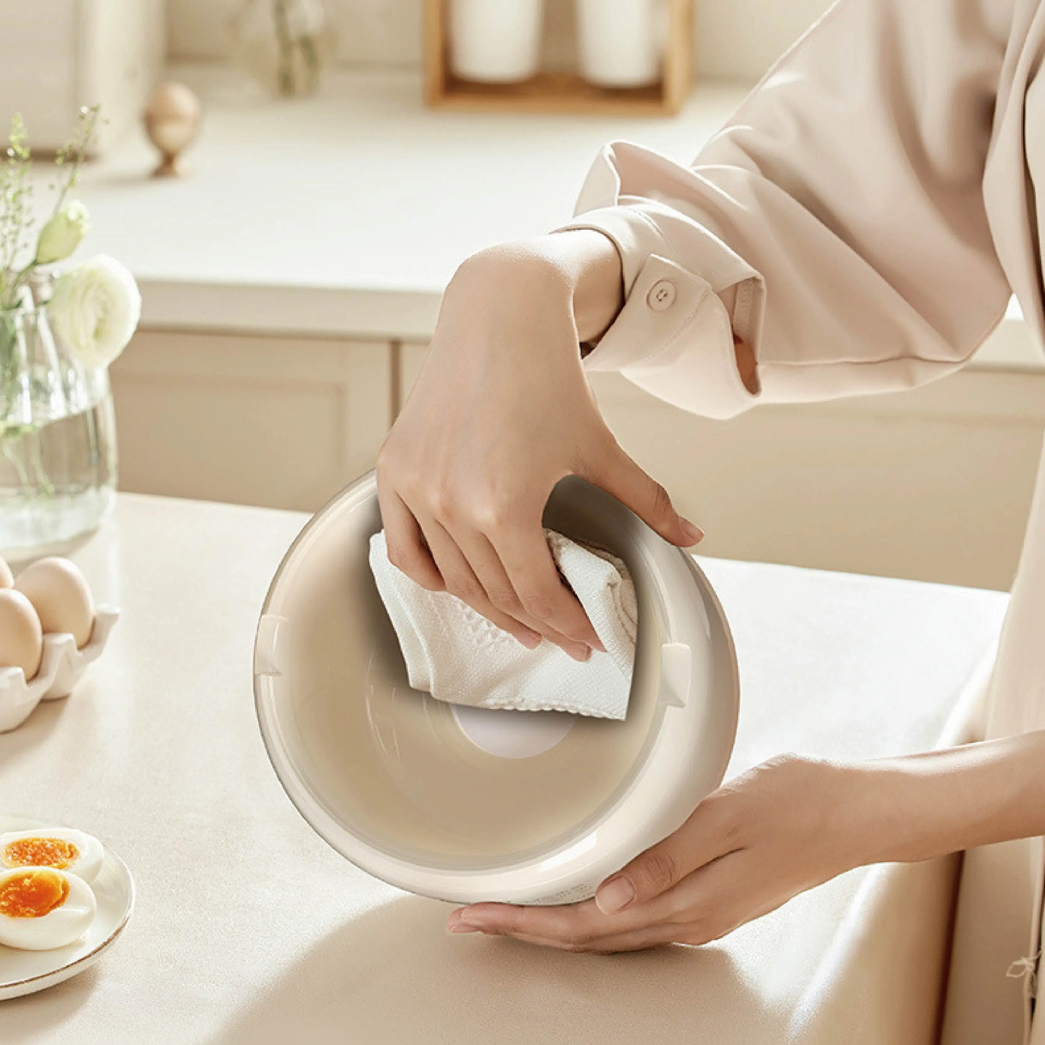 220V Smart Egg Cooker Home Steamed Eggs Pot 24h Reservation Multifunctional Breakfast Machine Soft-boiled Egg Thermal Pot 300W 6