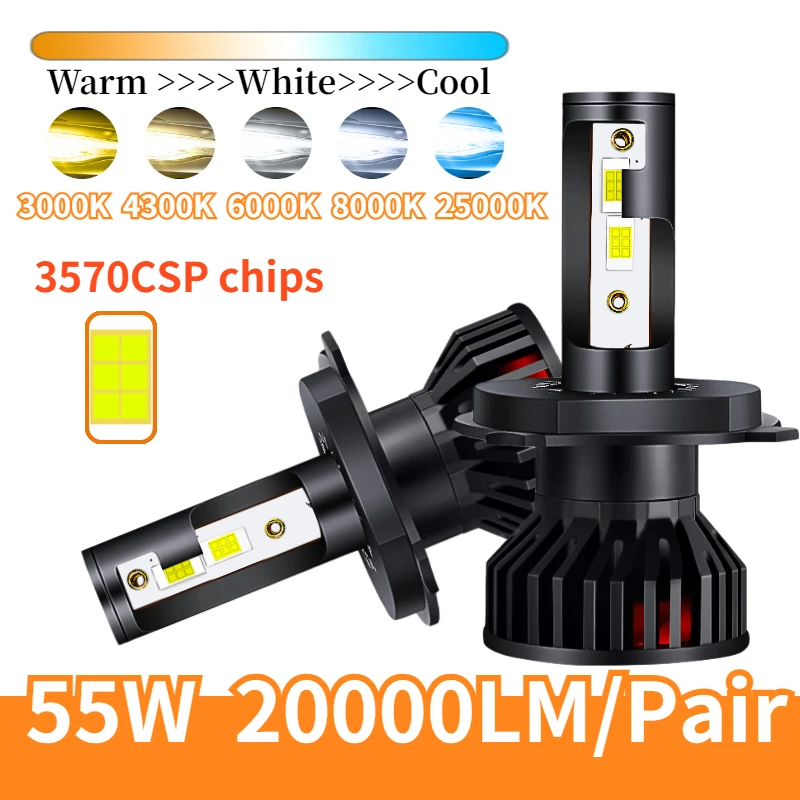 Светодиодные Автомобильные фары H7 6000 лм лампы 3570CSP H1 H4 9005 K HB3 HB4 9006 H8 H11 H9